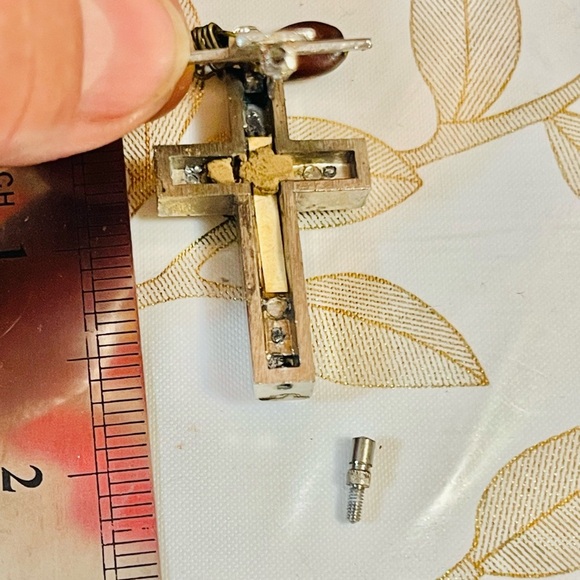 VTG CRUSIFIX RELIC CROSS PENDANT RELIGIOUS CATHOLIC CHRISTIAN Roma Italy - Picture 4 of 5